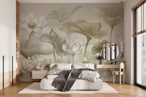 Tranh dán tường 3D hoa sen nghệ thuật TDT662