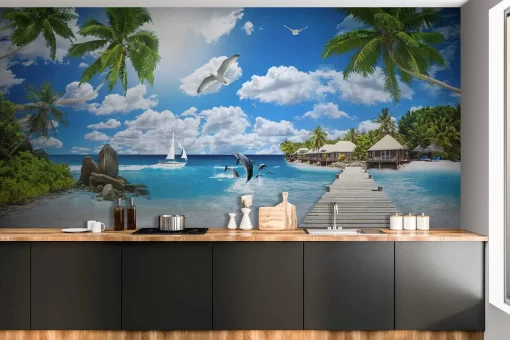 Tranh dán tường 3D phong cảnh biển TDT666