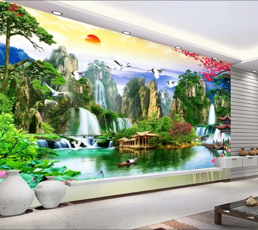 Tranh dán tường 3D phong cảnh thiên nhiên TDT1437