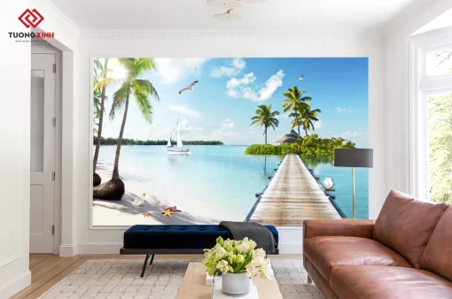 Tranh dán tường 3D phong cảnh biển TDT1442