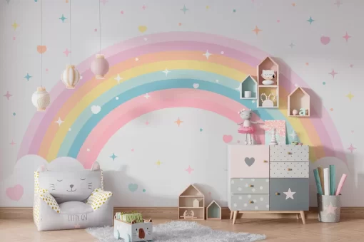 Tranh dán tường 3D bảy sắc cầu vồng TDT1183