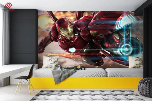 Tranh dán tường 3D người sắt Iron Man TDT1196