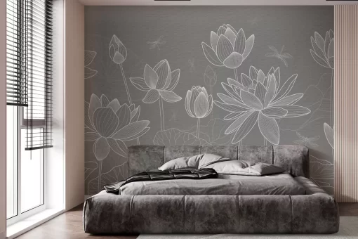 Tranh dán tường 3D hoa sen nghệ thuật TDT670