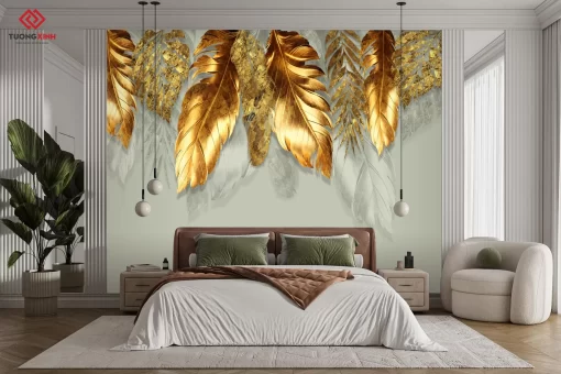 Tranh dán tường 3D lá cây nghệ thuật TDT1340