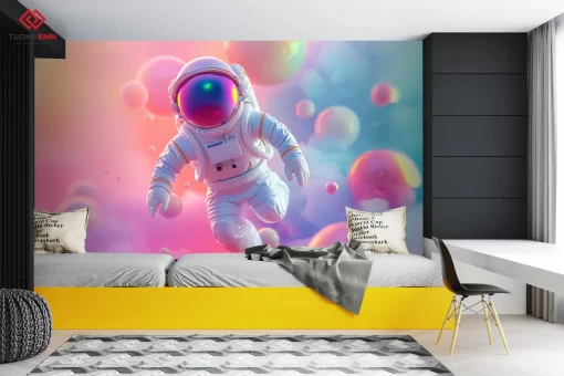 Tranh dán tường 3D phi hành gia TDT1213