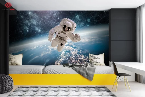 Tranh dán tường 3D phi hành gia TDT1215