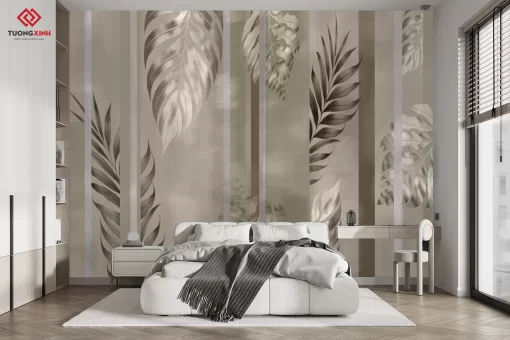 Tranh dán tường 3D lá cây nghệ thuật TDT1343