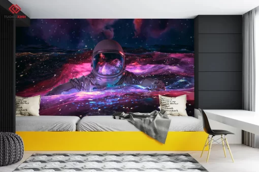 Tranh dán tường 3D phi hành gia TDT1216