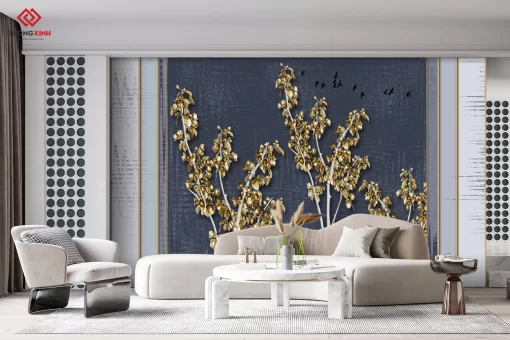 Tranh dán tường 3D lá cây nghệ thuật TDT1447