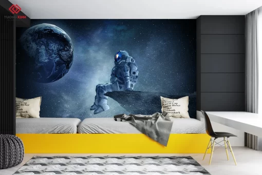 Tranh dán tường 3D phi hành gia TDT1217