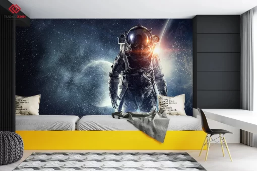Tranh dán tường 3D phi hành gia TDT1218