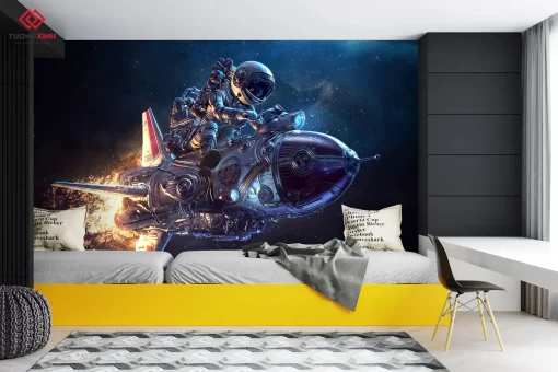 Tranh dán tường 3D phi hành gia TDT1219