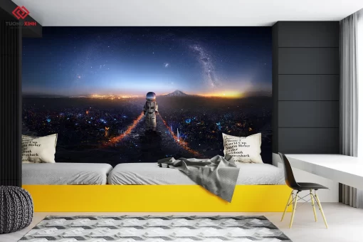 Tranh dán tường 3D phi hành gia TDT1220