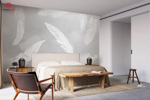 Tranh dán tường 3D lông vũ nghệ thuật TDT1349