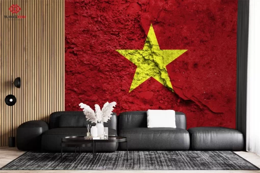 Tranh dán tường 3D Quốc kỳ Việt Nam TDT1452
