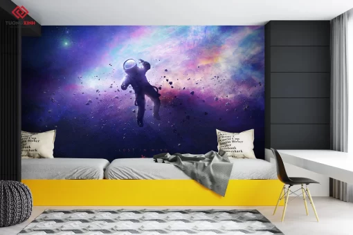 Tranh dán tường 3D phi hành gia TDT1222