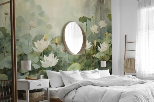 Tranh dán tường 3D hoa sen nghệ thuật TDT623