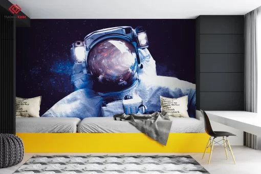 Tranh dán tường 3D phi hành gia TDT1232