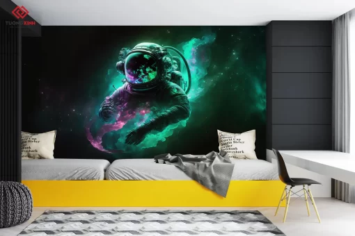 Tranh dán tường 3D phi hành gia TDT1224