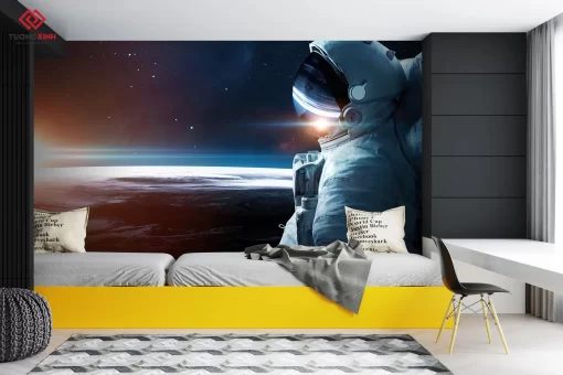 Tranh dán tường 3D phi hành gia TDT1225