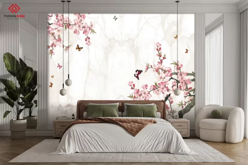 Tranh dán tường 3D phong cách indochine TDT1354