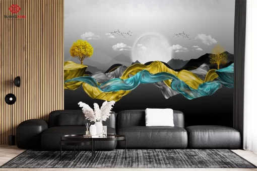 Tranh dán tường 3D trừu tượng nghệ thuật TDT1457