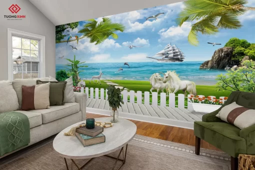 Tranh dán tường 3D thuận buồm xuôi gió TDT1458