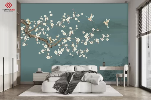 Tranh dán tường 3D phong cách indochine TDT1356