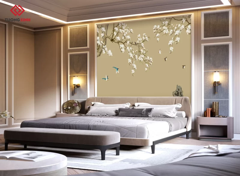 Tranh dán tường 3D phong cách indochine TDT1359