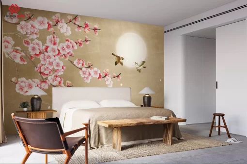 Tranh dán tường 3D phong cách indochine TDT1361