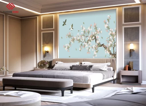 Tranh dán tường 3D phong cách indochine TDT1364