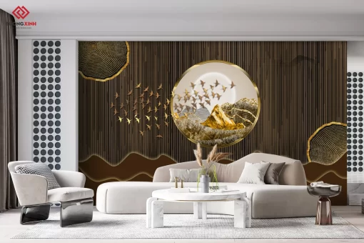 Tranh dán tường 3D trừu tượng nghệ thuật TDT1470