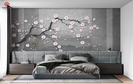 Tranh dán tường 3D phong cách indochine TDT1368