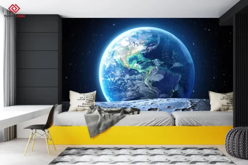 Tranh dán tường 3D trái đất nghệ thuật TDT1241