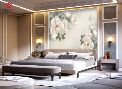 Tranh dán tường 3D bông hoa nghệ thuật TDT1316