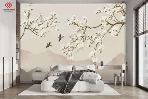 Tranh dán tường 3D phong cách indochine TDT1371