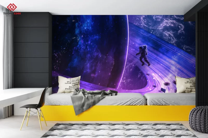 Tranh dán tường 3D vũ trụ rộng lớn TDT1246
