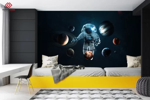 Tranh dán tường 3D phi hành gia TDT1247