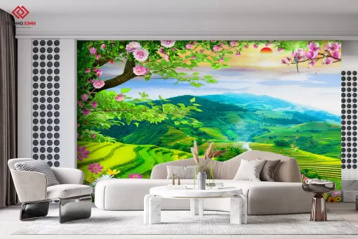 Tranh dán tường 3D phong cảnh thiên nhiên TDT1478