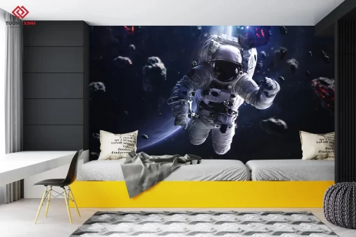 Tranh dán tường 3D phi hành gia TDT1248