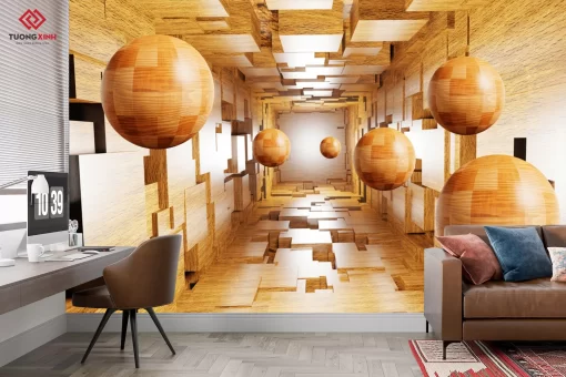 Tranh dán tường 3D trừu tượng nghệ thuật TDT1480