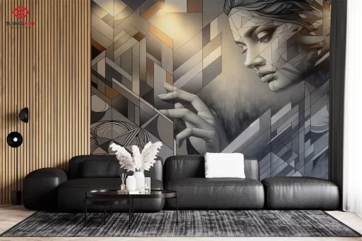 Tranh dán tường 3D cô gái nghệ thuật TDT1481