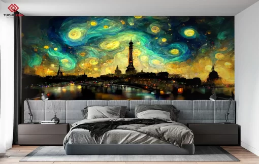 Tranh dán tường 3D trừu tượng nghệ thuật TDT1317