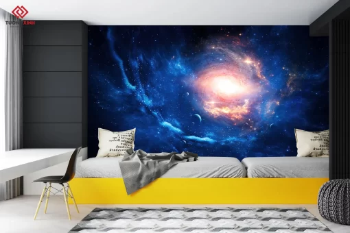 Tranh dán tường 3D vũ trụ rộng lớn TDT1254