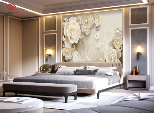 Tranh dán tường 3D bông hoa nghệ thuật TDT1383