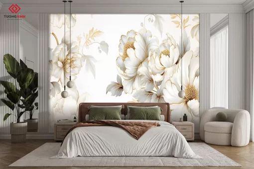 Tranh dán tường 3D bông hoa nghệ thuật TDT1384