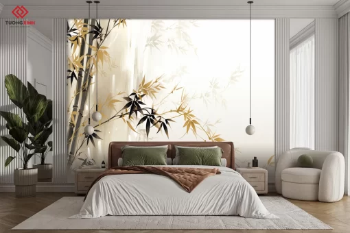 Tranh dán tường 3D lá cây nghệ thuật TDT1385