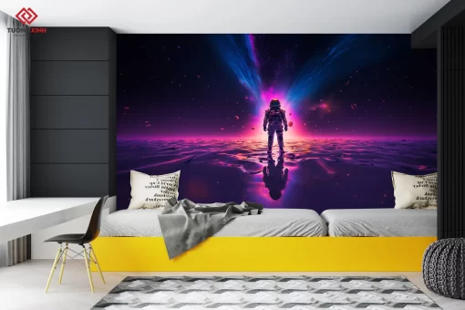 Tranh dán tường 3D phi hành gia TDT1258