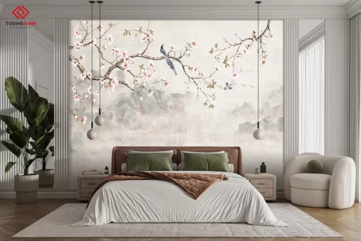 Tranh dán tường 3D phong cách indochine TDT1386