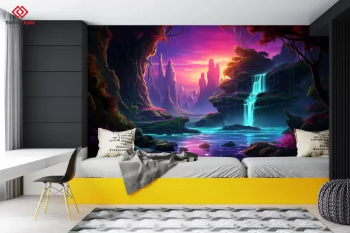 Tranh dán tường 3D phong cảnh thiên nhiên TDT1259